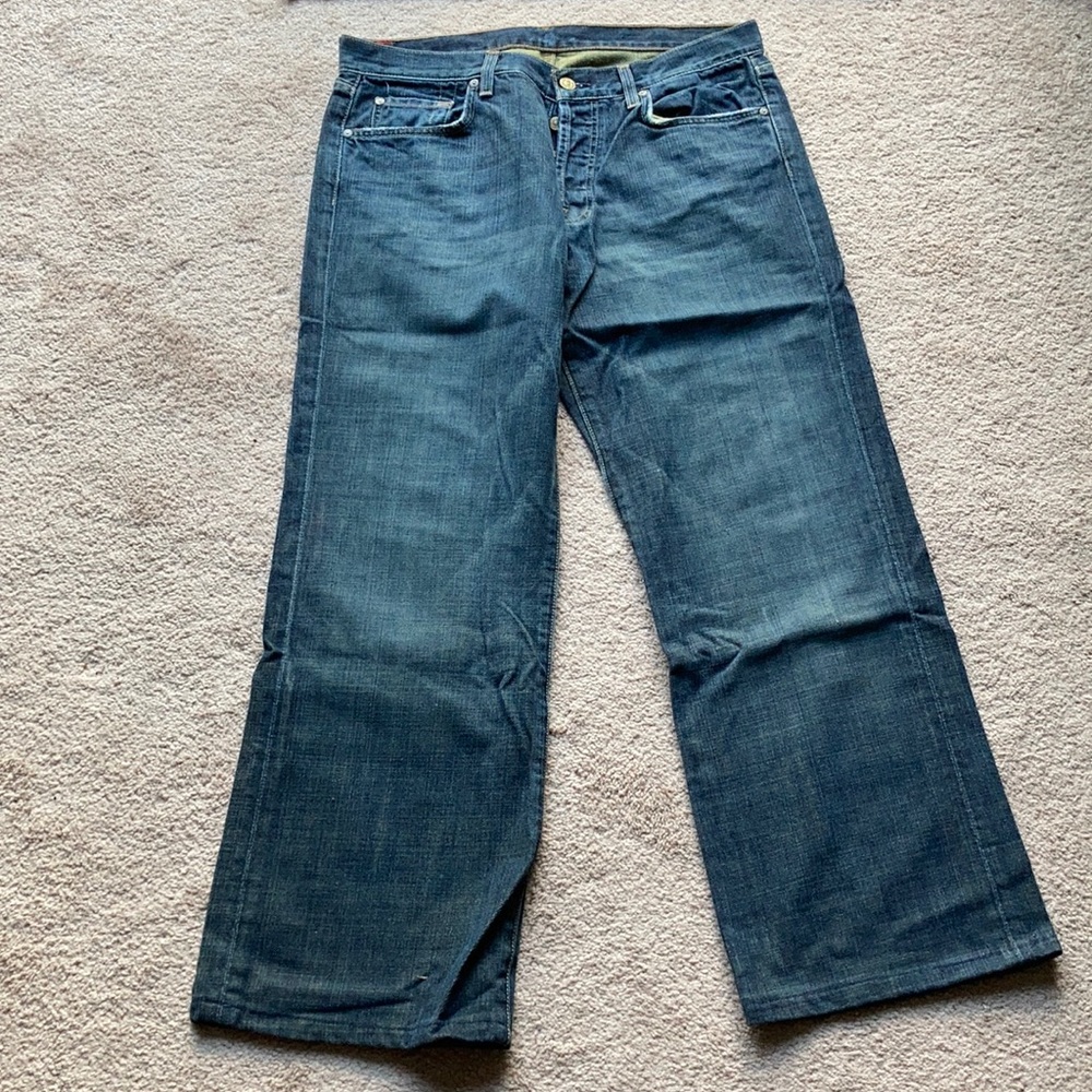 Very soft, barely worn, faded blue jeans!